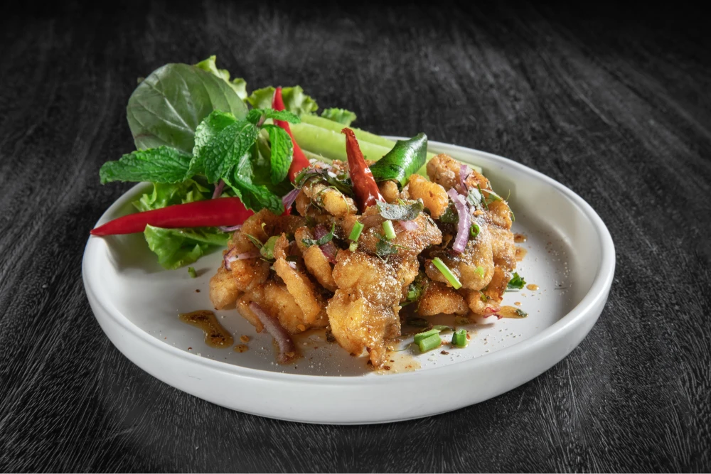 Laab Pla / Thai Style Fried Snapper Salad